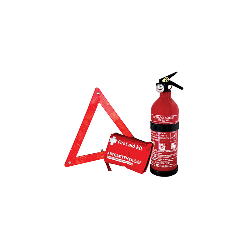 Автокомплект с пожарогасител аптечка триъгълник