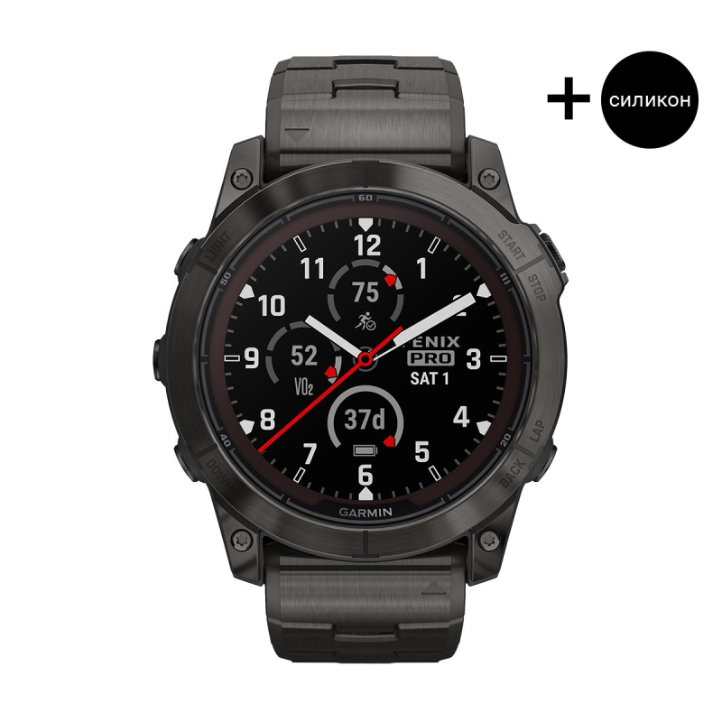 Смарт часовник Garmin Fenix 7X Pro Sapphire Solar Edition Carbon Gray DLC Titanium/Vented Titanium/Black 010-02778-30