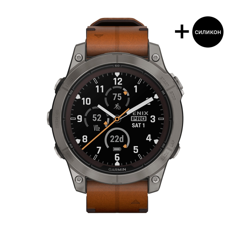 Смарт часовник Garmin Fenix 7 Pro Sapphire Solar Edition Titanium/Chestnut 010-02777-30