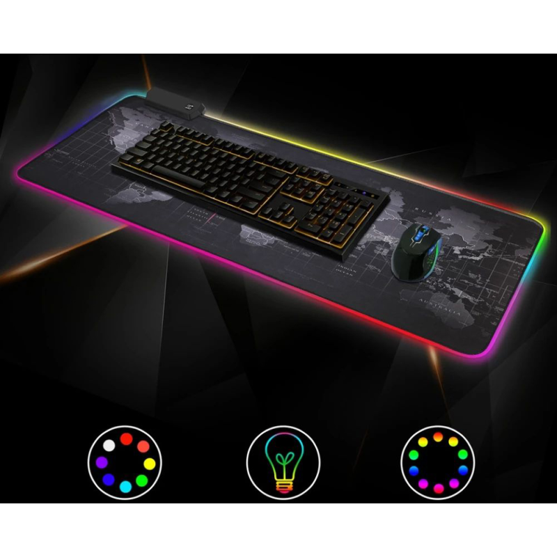 Светеща компютърна подложка с RGB осветление - World Map