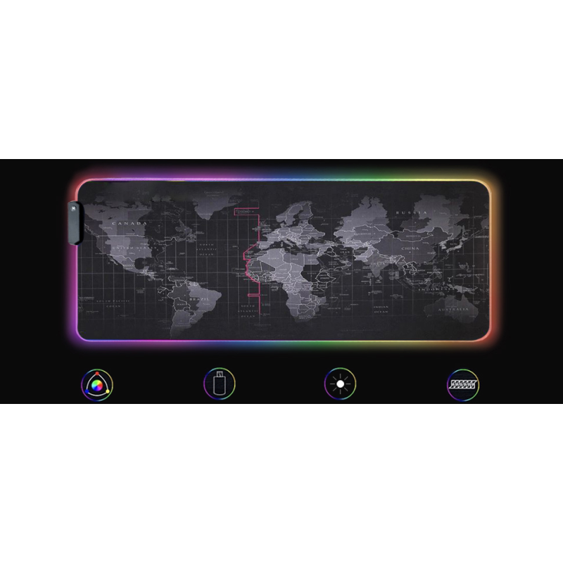 Светеща компютърна подложка с RGB осветление - World Map