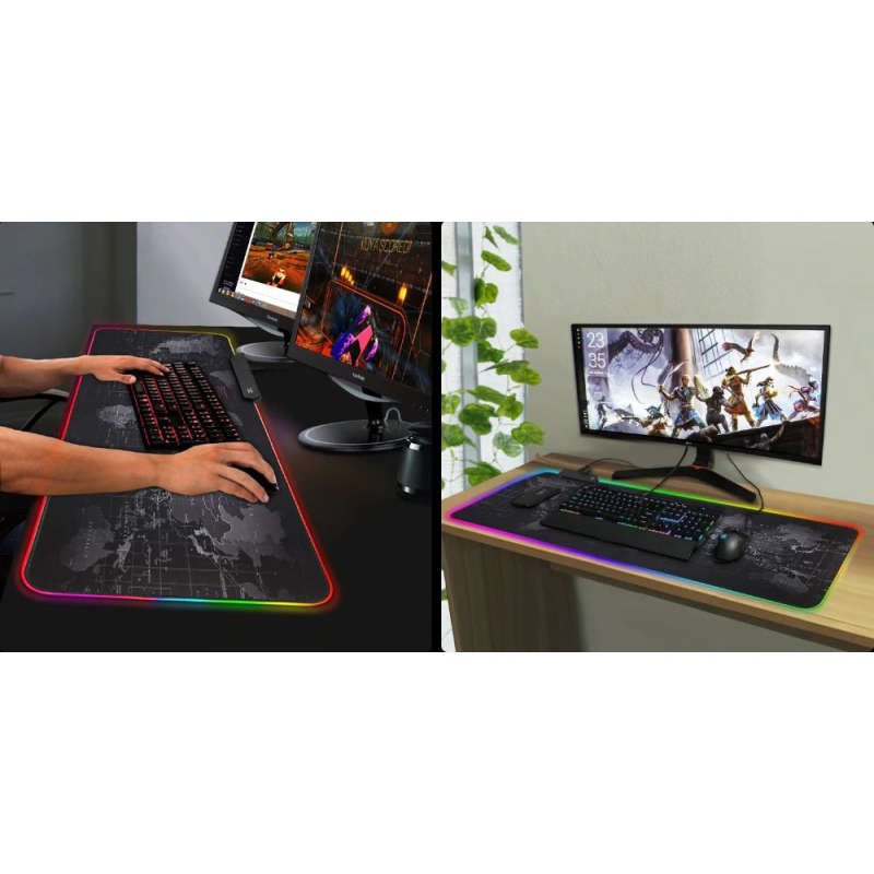 Светеща компютърна подложка с RGB осветление - World Map