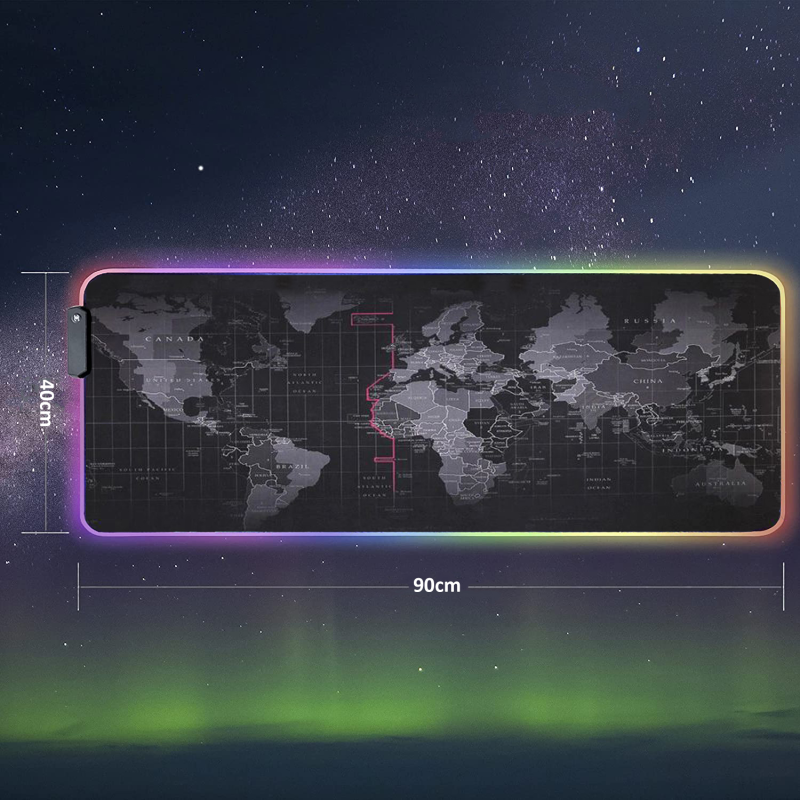 Светеща компютърна подложка с RGB осветление - World Map
