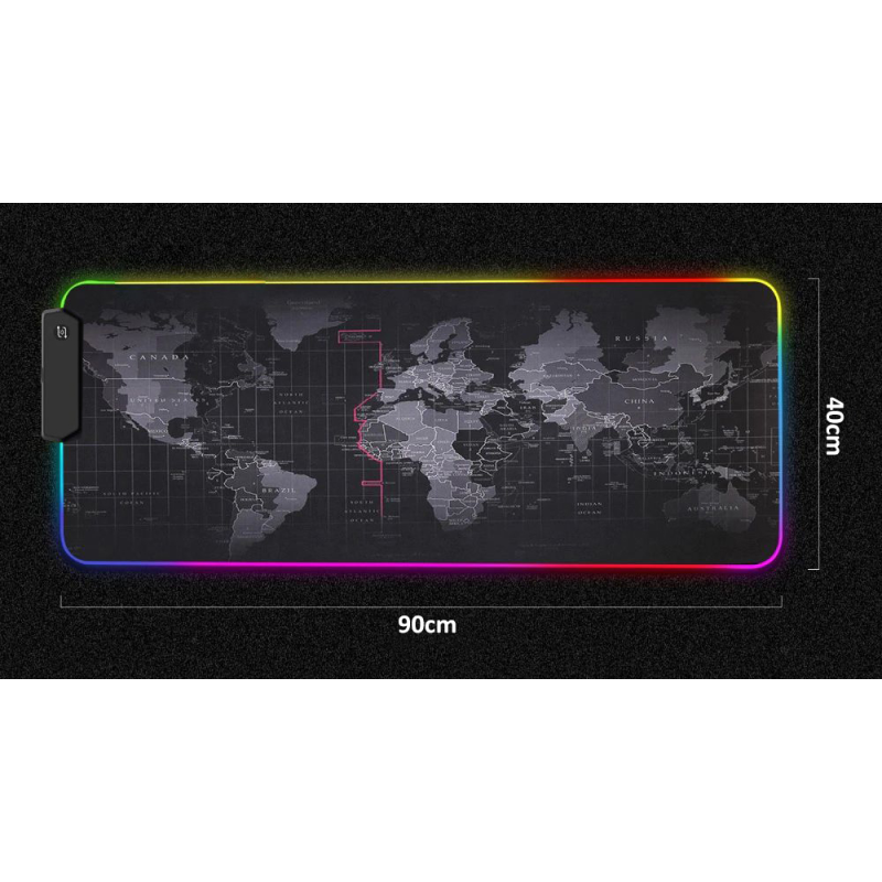 Светеща компютърна подложка с RGB осветление - World Map