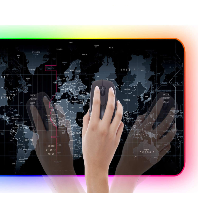 Светеща компютърна подложка с RGB осветление - World Map