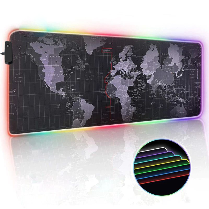 Светеща компютърна подложка с RGB осветление - World Map