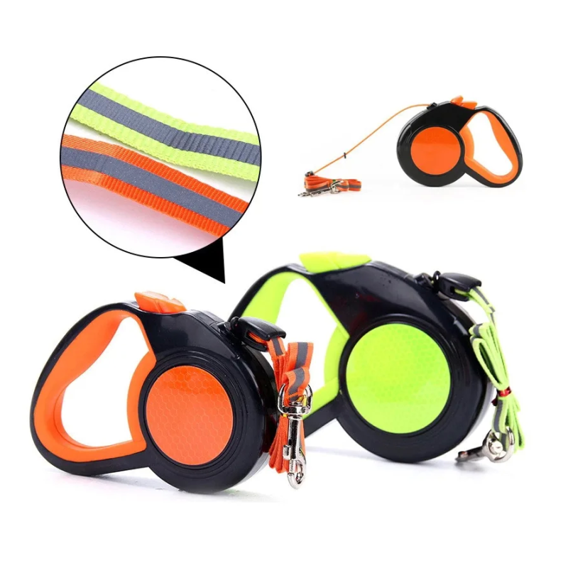 Автоматичен повод за куче 5 метра, до 30 кг., светлоотразителен
