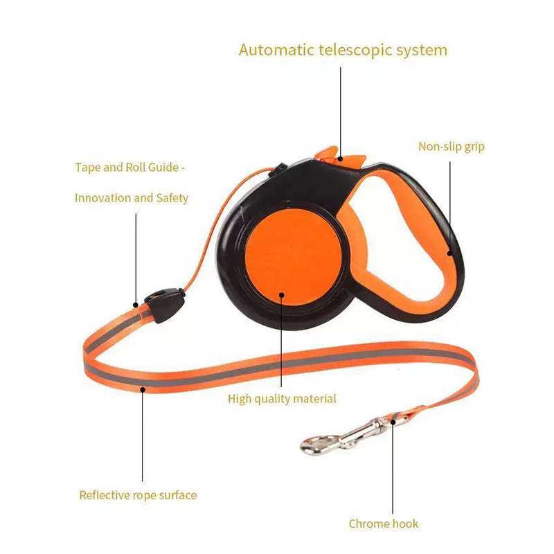 Автоматичен повод за куче 5 метра, до 30 кг., светлоотразителен