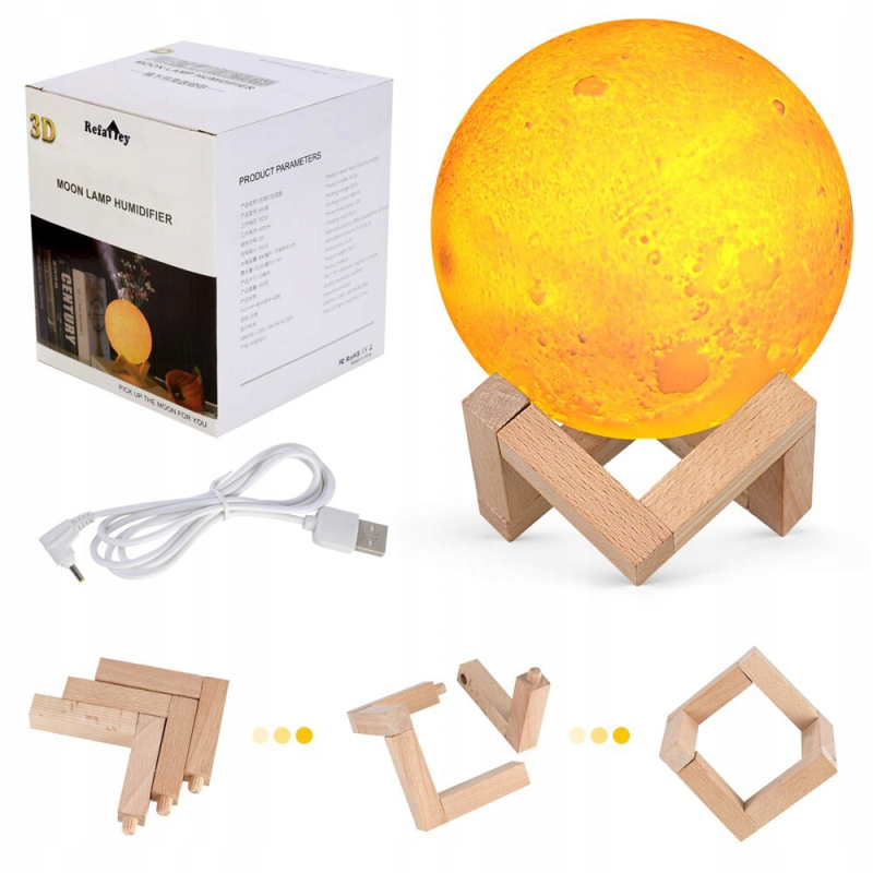 Арома дифузер с LED лампа - с формата на луна