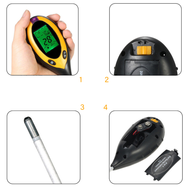 Уред за измерване на влажност, температура, светлина и PH на почвата