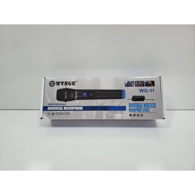 Безжичен микрофон WG-11, динамичен, предавател, приемник, JACK 6.3mm