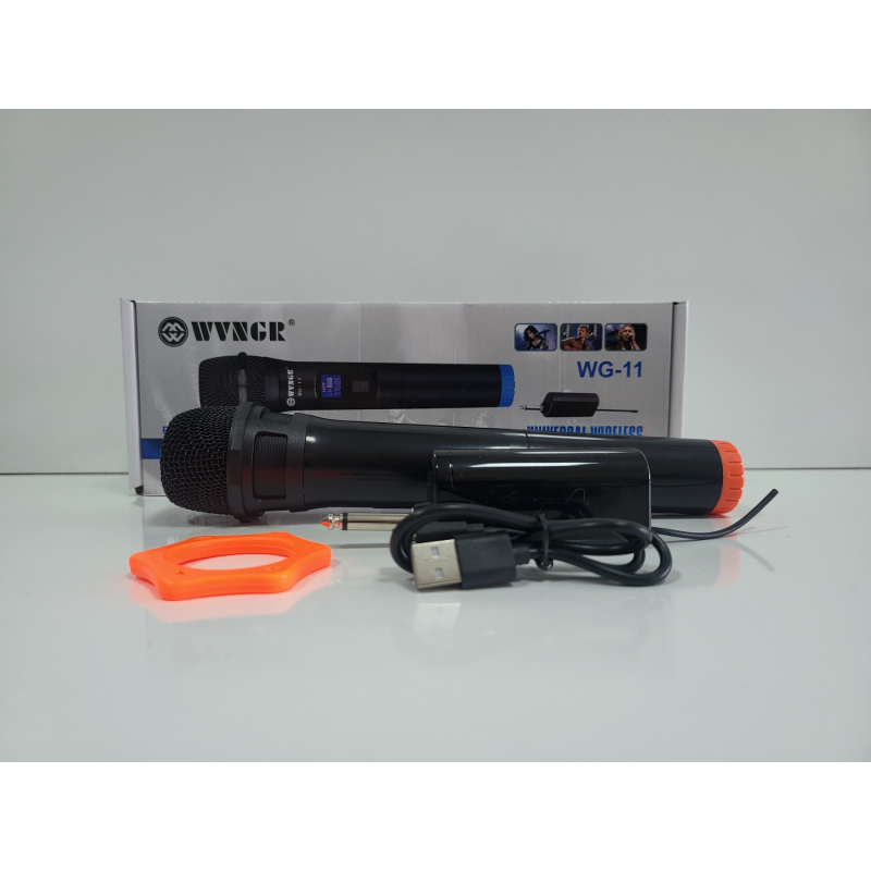 Безжичен микрофон WG-11, динамичен, предавател, приемник, JACK 6.3mm