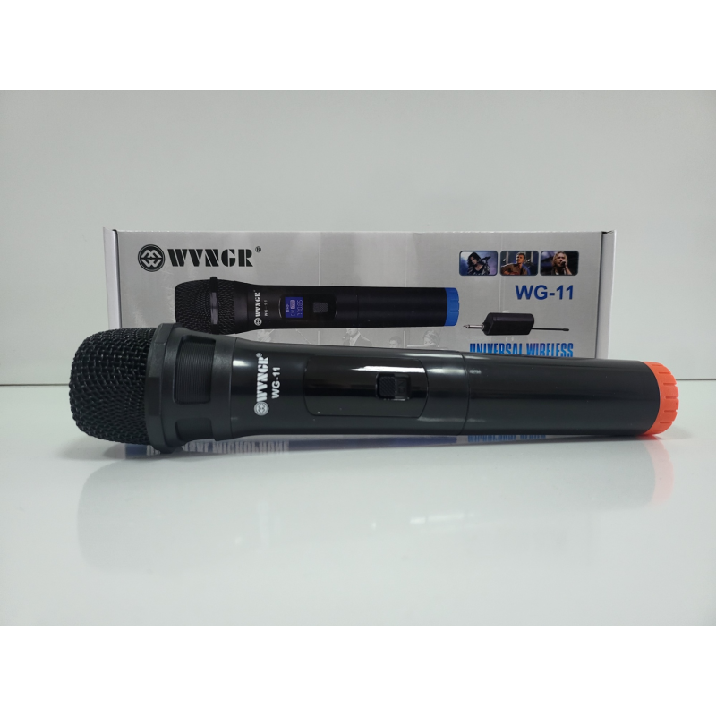 Безжичен микрофон WG-11, динамичен, предавател, приемник, JACK 6.3mm
