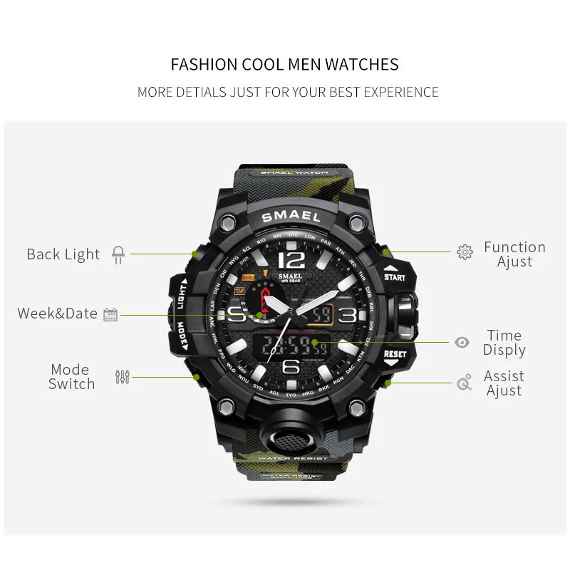 Спортен часовник SMAEL 1545 Black, черен цвят