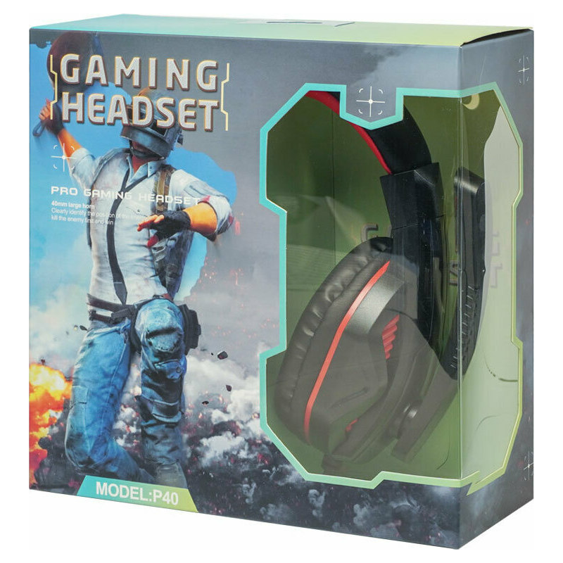 Геймърски слушалки, червени, P40