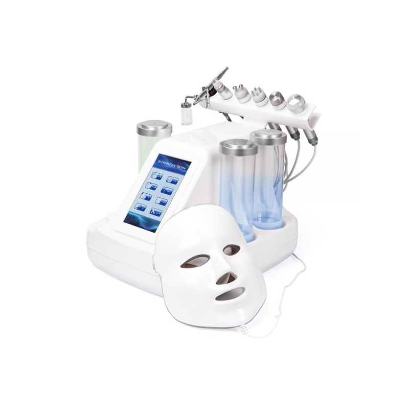 Апарат 8в1 - Водно дермабразио, Биолифтинг, RF, Ултразвук, Криотерапия, LED маска за фотонна терапия и безиглен мезопистолет