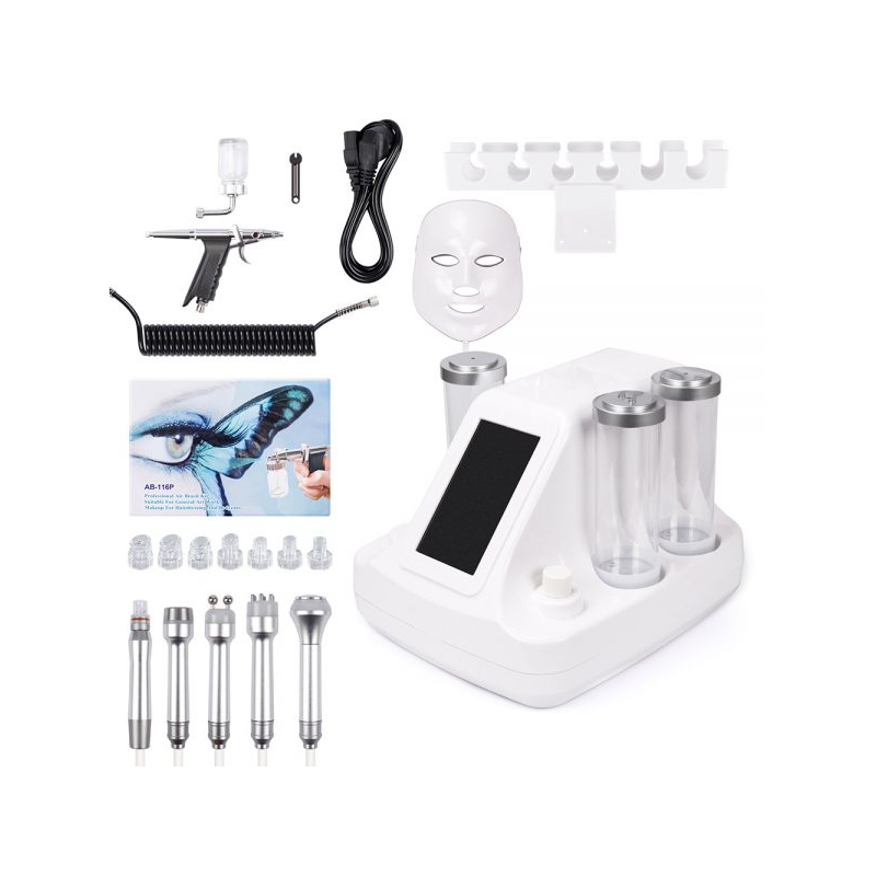 Апарат 8в1 - Водно дермабразио, Биолифтинг, RF, Ултразвук, Криотерапия, LED маска за фотонна терапия и безиглен мезопистолет