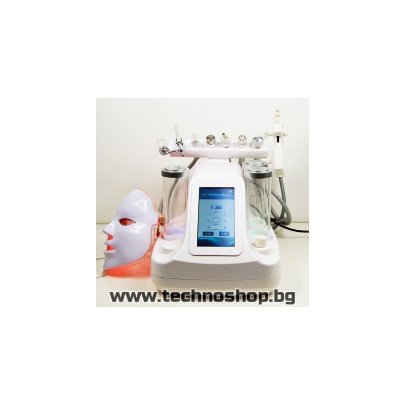 Апарат 8в1 - Водно дермабразио, Биолифтинг, RF, Ултразвук, Криотерапия, LED маска за фотонна терапия и безиглен мезопистолет