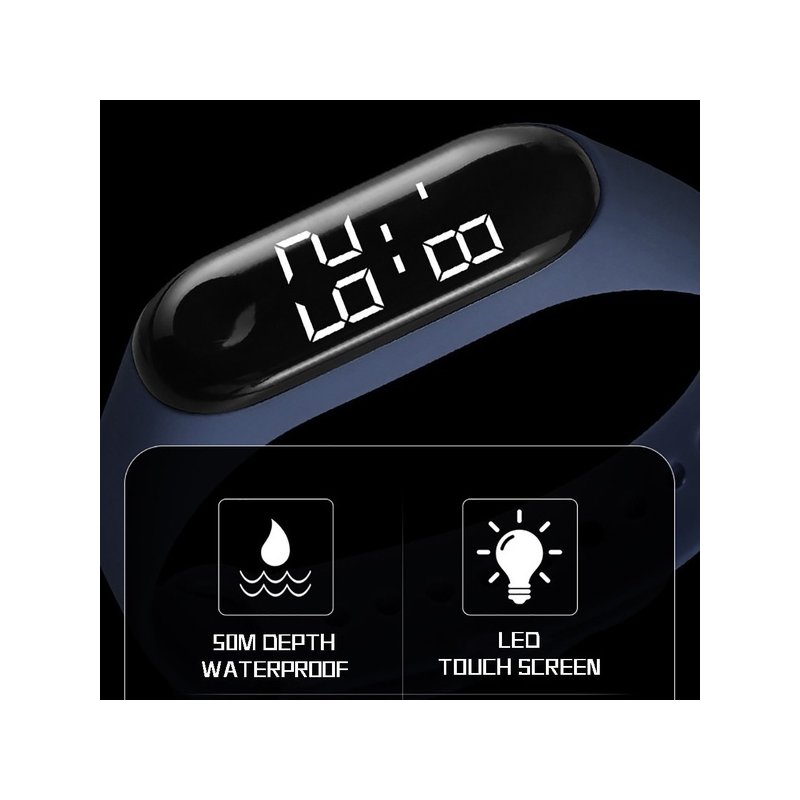 Спортен LED часовник - Син цвят, силиконова каишка