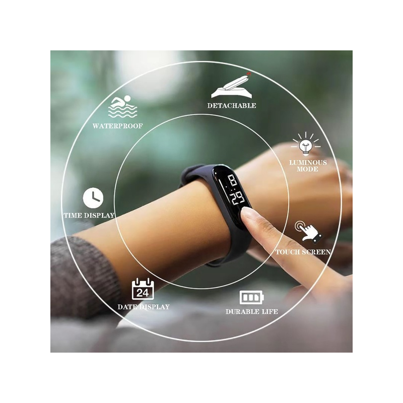 Спортен LED часовник - Син цвят, силиконова каишка