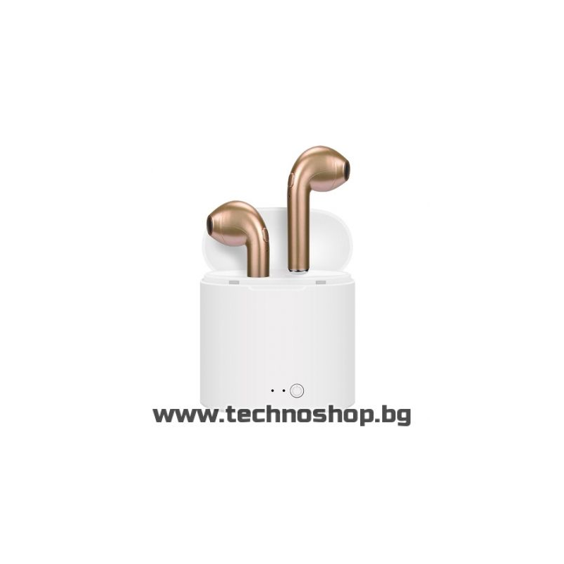 Безжични Bluetooth слушалки i7 S TWS с Power Bank кутия, златисти