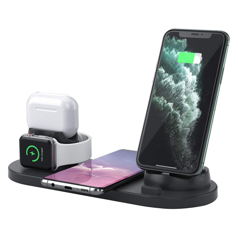 6 в 1 Безжично зарядно за телефон, смарт часовник и безжични слушалки