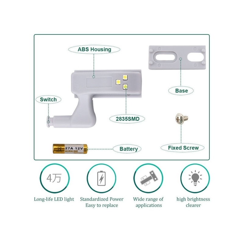 LED лампа за монтиране върху панта на шкаф и други мебели