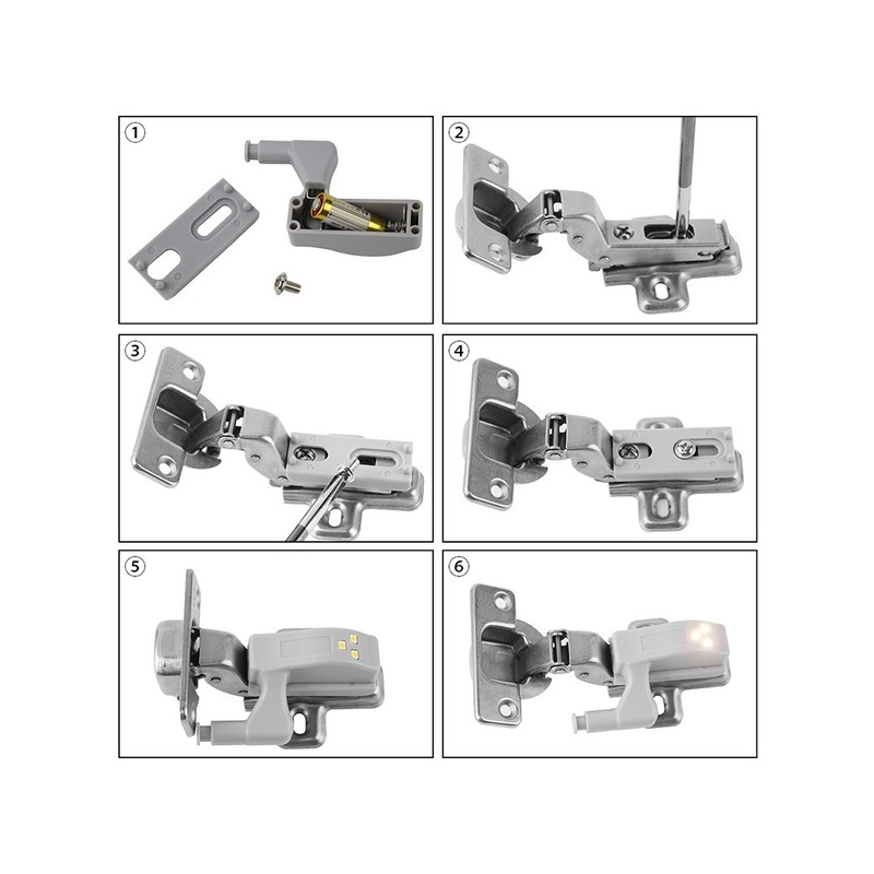 LED лампа за монтиране върху панта на шкаф и други мебели