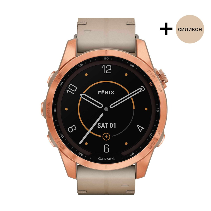 Часовник Garmin Fenix 7S Sapphire Solar Rose Gold Titanium/Limestone 010-02539-35