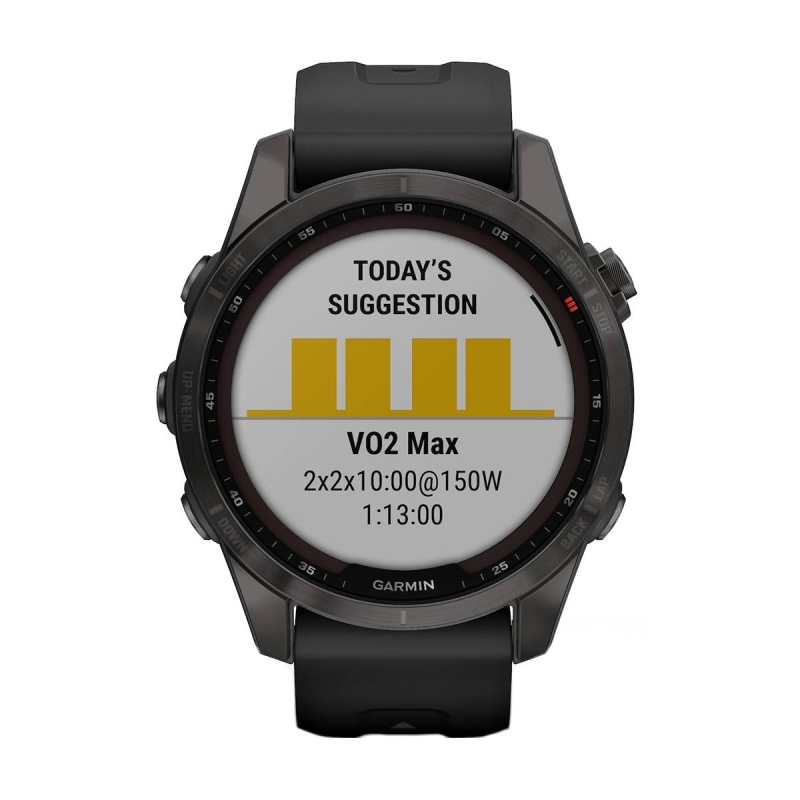 Часовник Garmin Fenix 7S Sapphire Solar Carbon Gray DLC Titanium/Black 010-02539-25