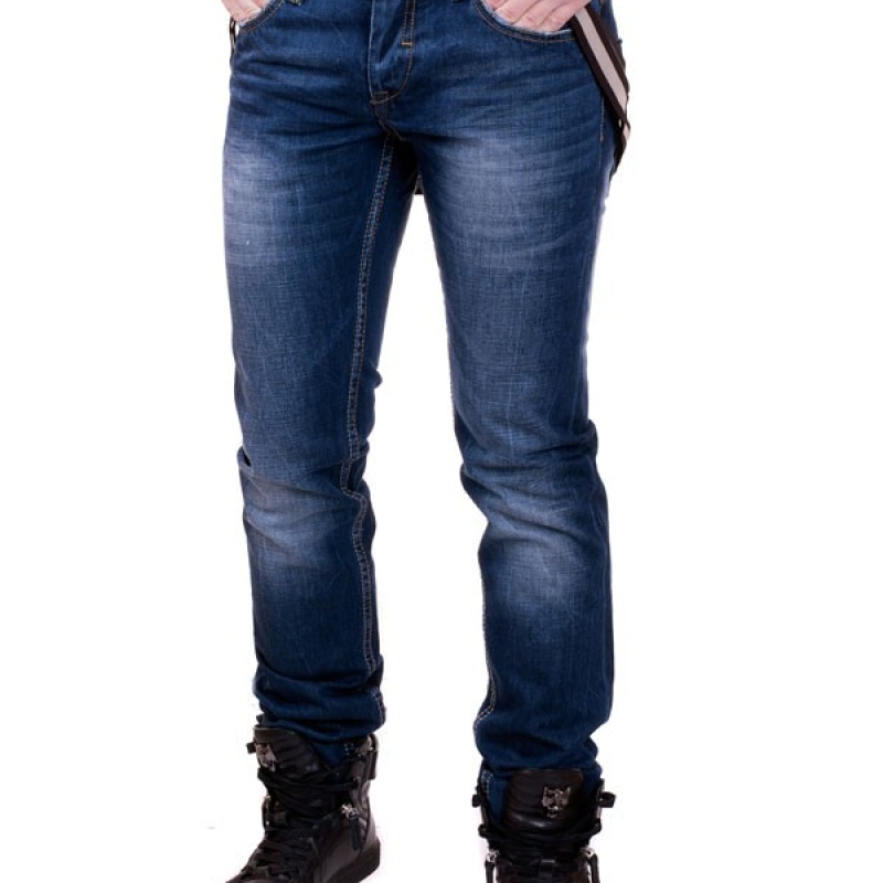 Сини мъжки дънки с тиранти