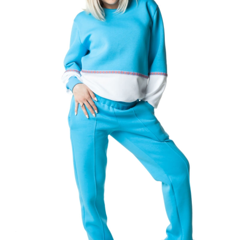 Ватиран комплект  в синьо и бяло