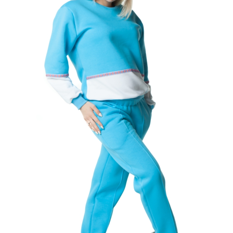 Ватиран комплект  в синьо и бяло