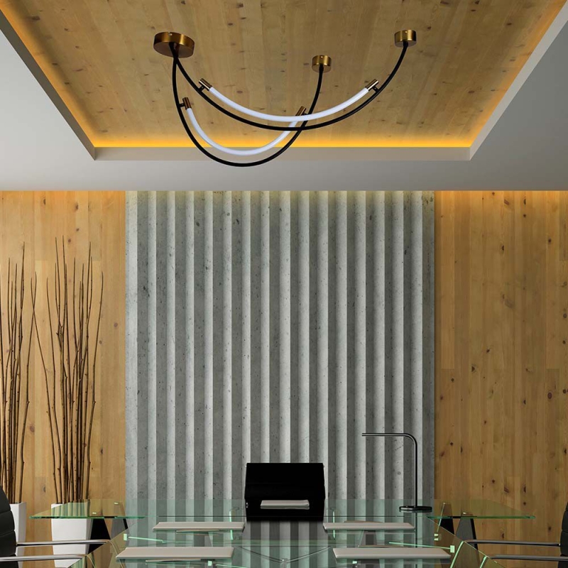 LED Полилей 20W Висящ Черно+Златно 3000K