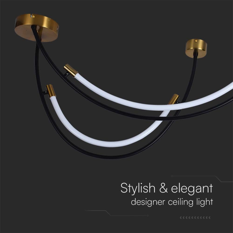 LED Полилей 20W Висящ Черно+Златно 3000K