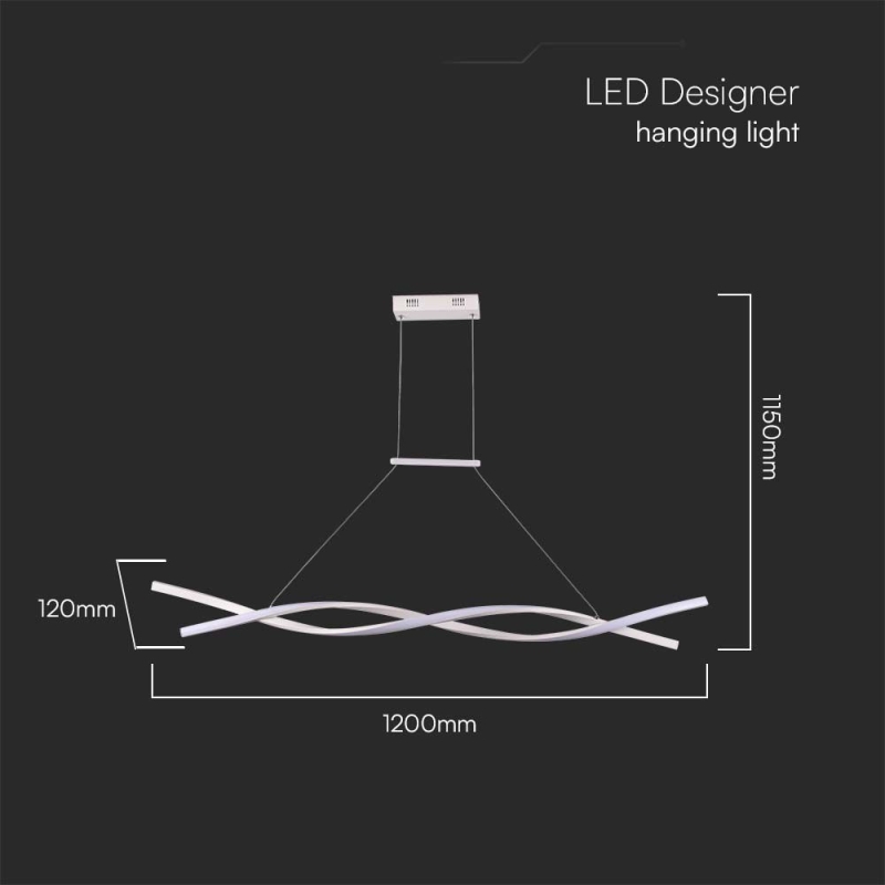 LED Полилей 30W Висящ (120*100CM) 3000K Бяло Тяло