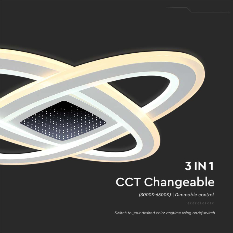 130W LED Плафон За Таван (50*50*5CM) CCT: 3000K+6000K Димираща + Дистанционно