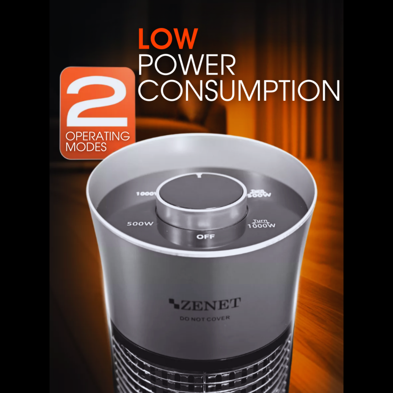 Инфрачервен нагревател ZENET 516, сребрист, 1000W, 2 режима, 180° въртене, отопление до 20 m²