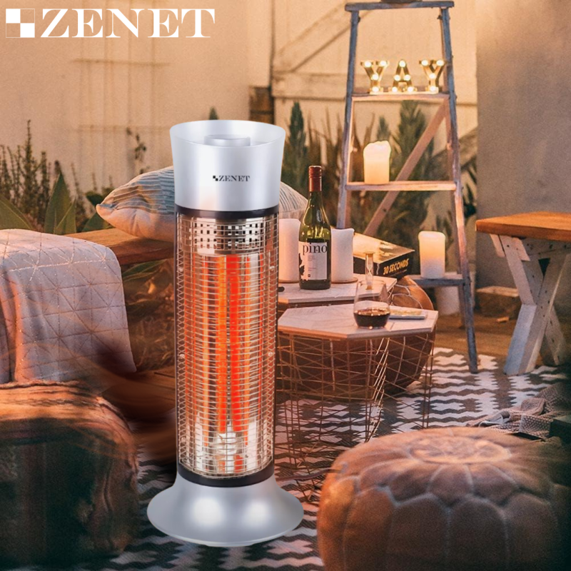 Инфрачервен нагревател ZENET 516, сребрист, 1000W, 2 режима, 180° въртене, отопление до 20 m²