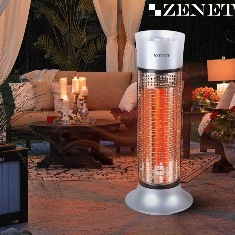 Инфрачервен нагревател ZENET 516, сребрист, 1000W, 2 режима, 180° въртене, отопление до 20 m²