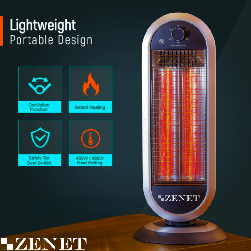 Инфрачервен нагревател Zenet 515, отопляем радиатор 2 режима, черен