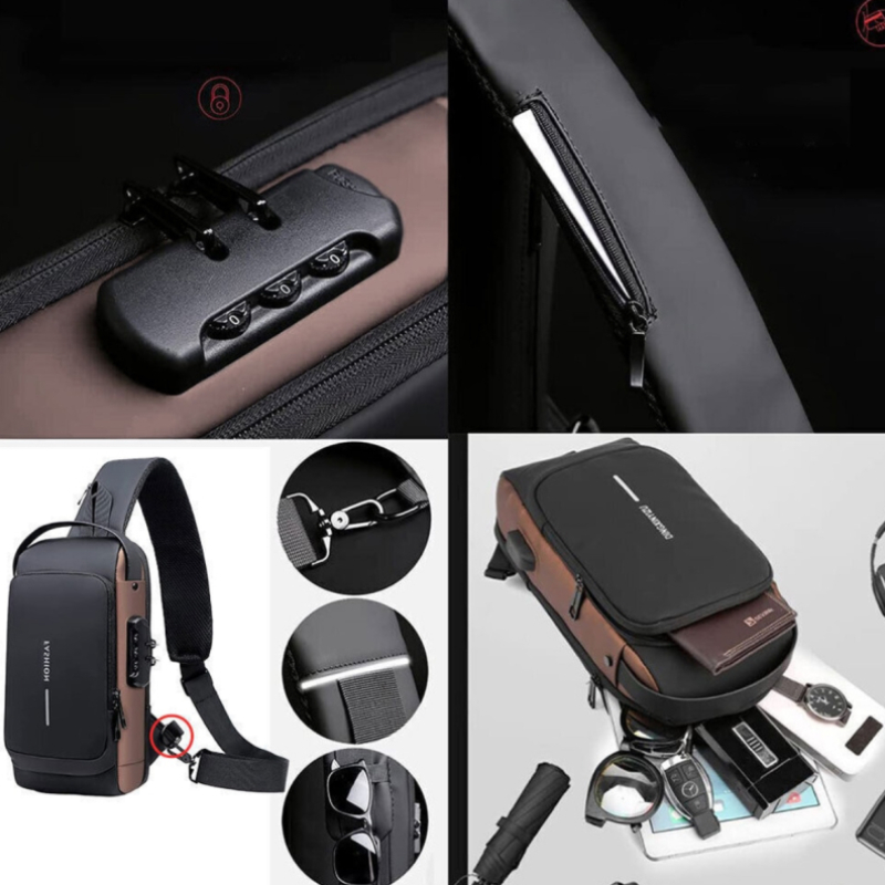 Водоустойчива чанта с USB зареждане и защита против кражба