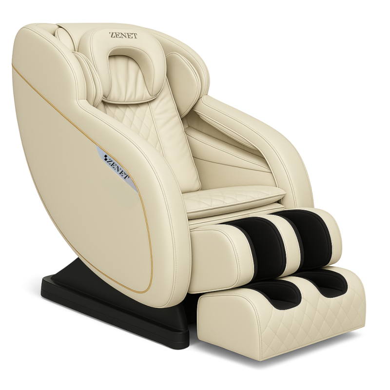 Масажен стол ZENET ZET-1288 с нагревателна функция | Бежов масажен стол за дома и офиса