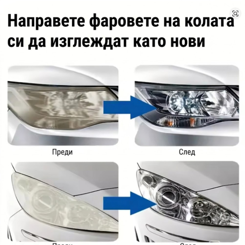 Комплект за полиране и възстановяване на автомобилни фарове – Паста за почистване на оксидация на фарове - 50 грама